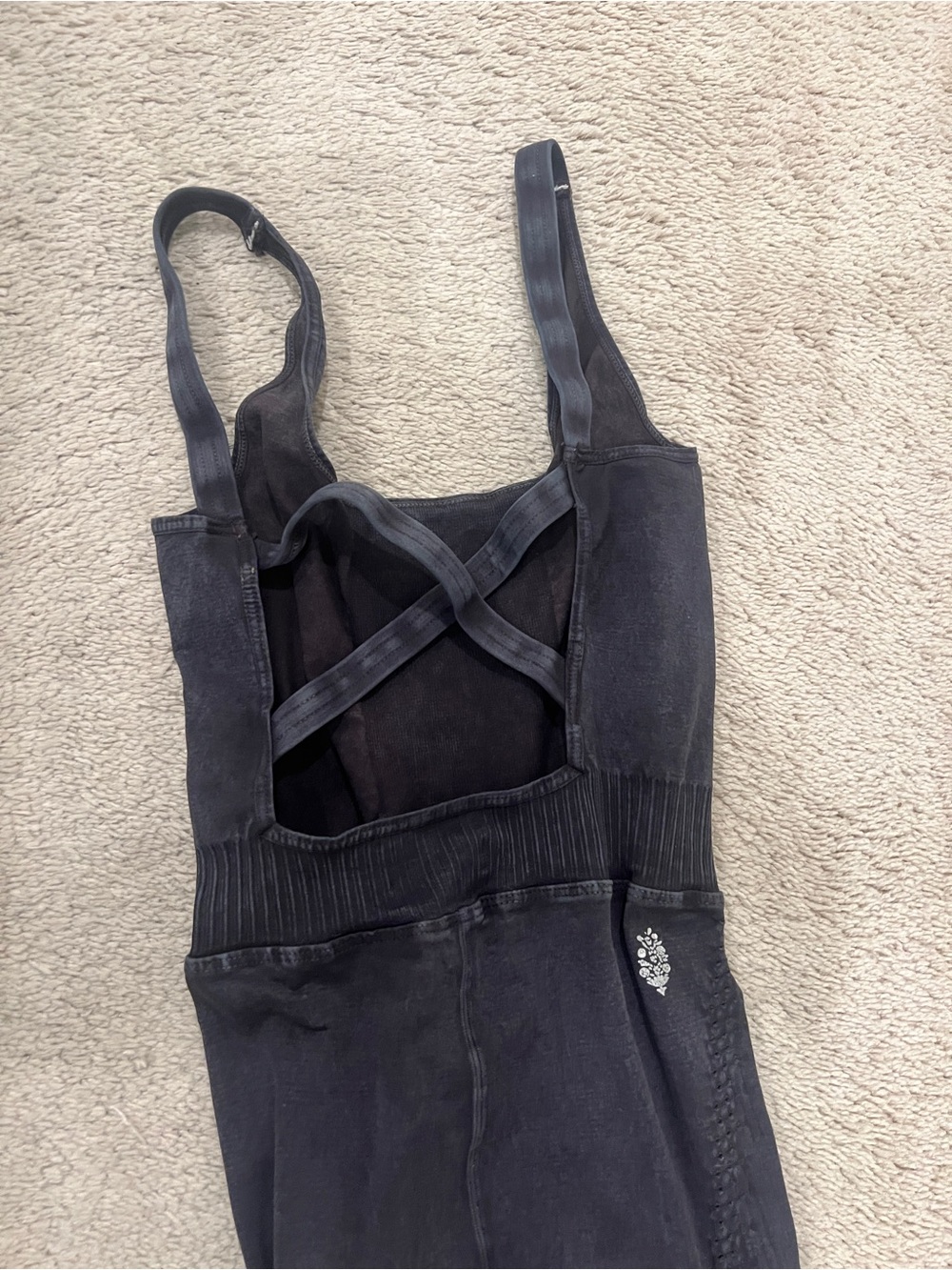 Free People dark blue Strappy Tank Jumpsuit with Cross Back Detail